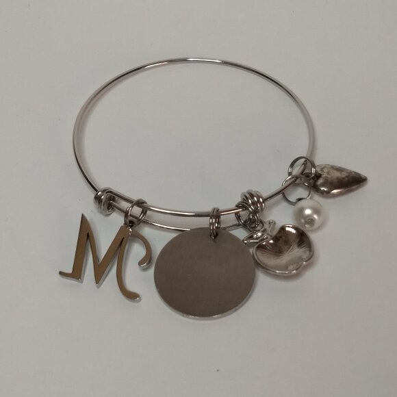 Teacher Charm Bracelet Big Heart to Teach Little Minds Silver Tone Gift Educator - Picture 4 of 5